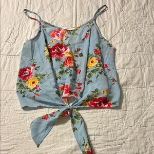 Lush Blue Floral Tie-Front Camisole